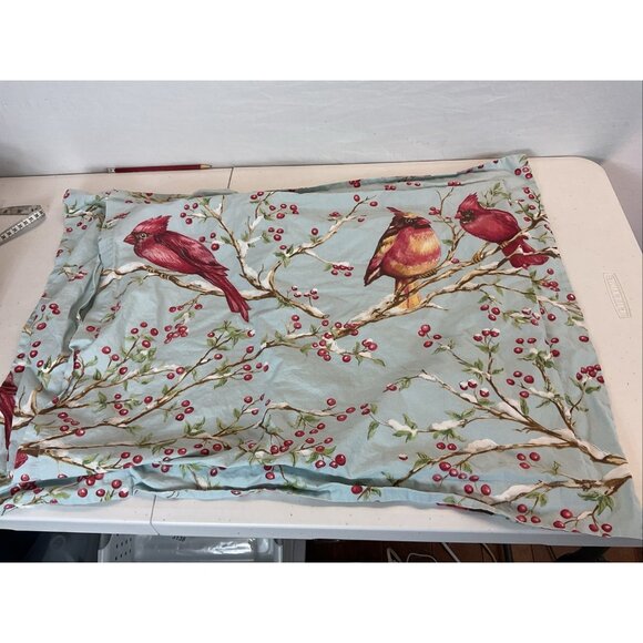Pottery Barn Queen/Full Duvet Set 2 Shams Cardinal Berries Winter Bird holiday - Picture 10 of 10